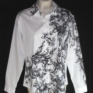 DIANE GILMAN DG2 shirt sz S blouse Artsy Print